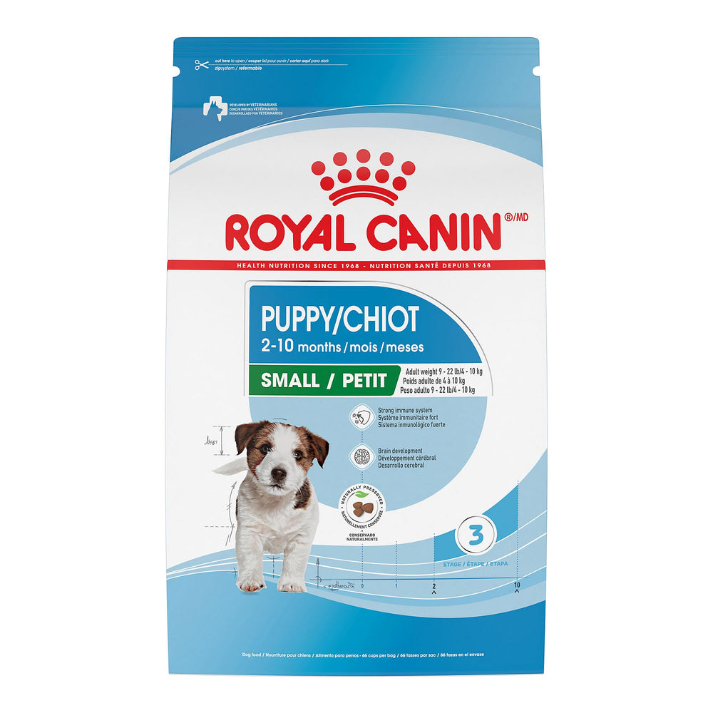 ROyAL CANIN para cachorros pequeños, croquetas secas en bolsa de 4 lb, apoyo al crecimiento.