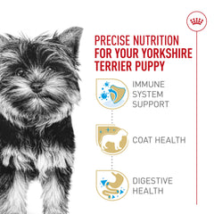 Royal Canin Yorkshire Terrier Puppy, piel y pelaje suaves: omega-3 y omega-6 para brillo saludable.
