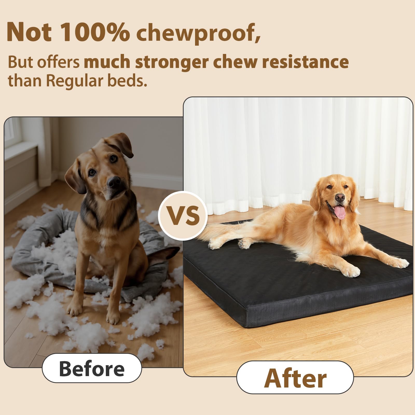 RRPETHOME cama para perro indestructible, cobertura impermeable para salpicaduras ligeras.