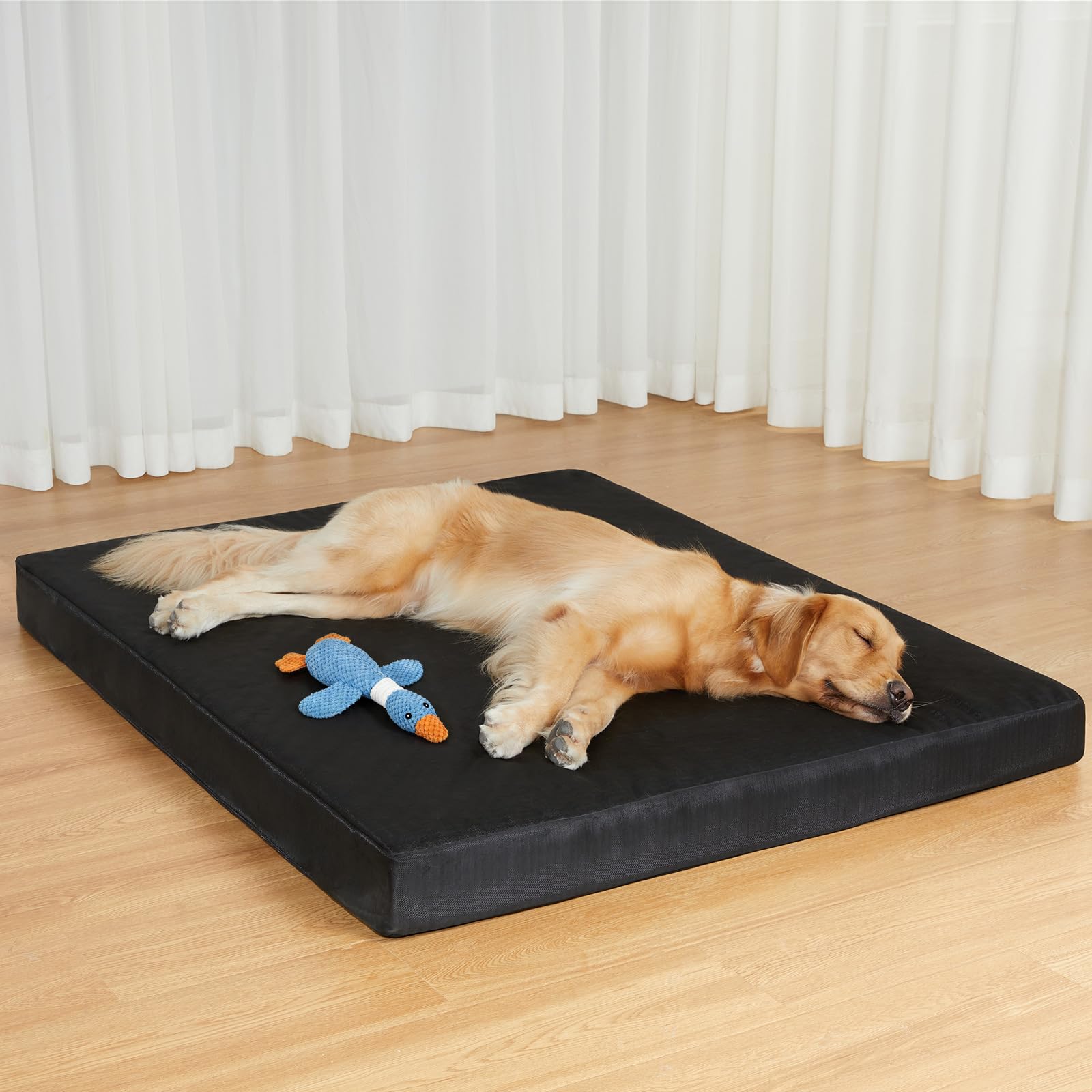 RRPETHOME cama para perro indestructible, primer plano de espuma ortopédica para alivio de presión.
