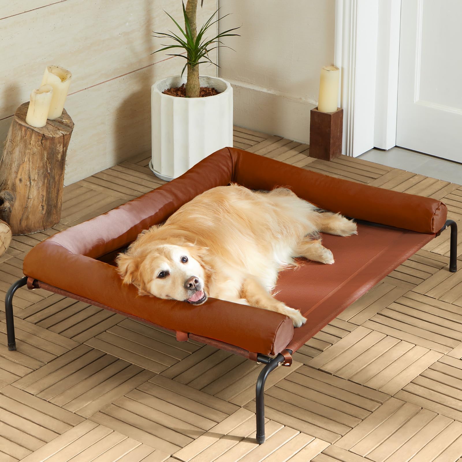 Cama elevada RRPETHOME para perros grandes con malla Teslin para enfriamiento.