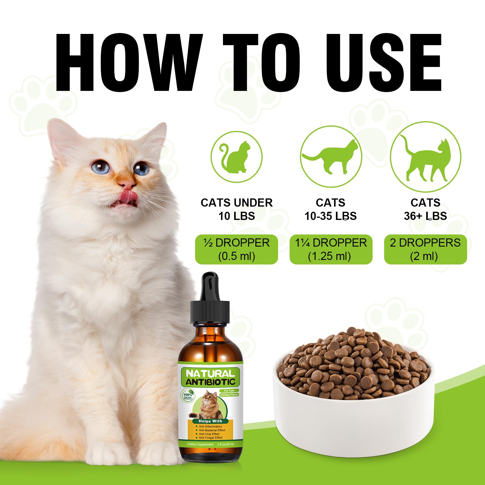 RUAKPL antibiótico natural para gatos, mezcla sencilla con la comida.