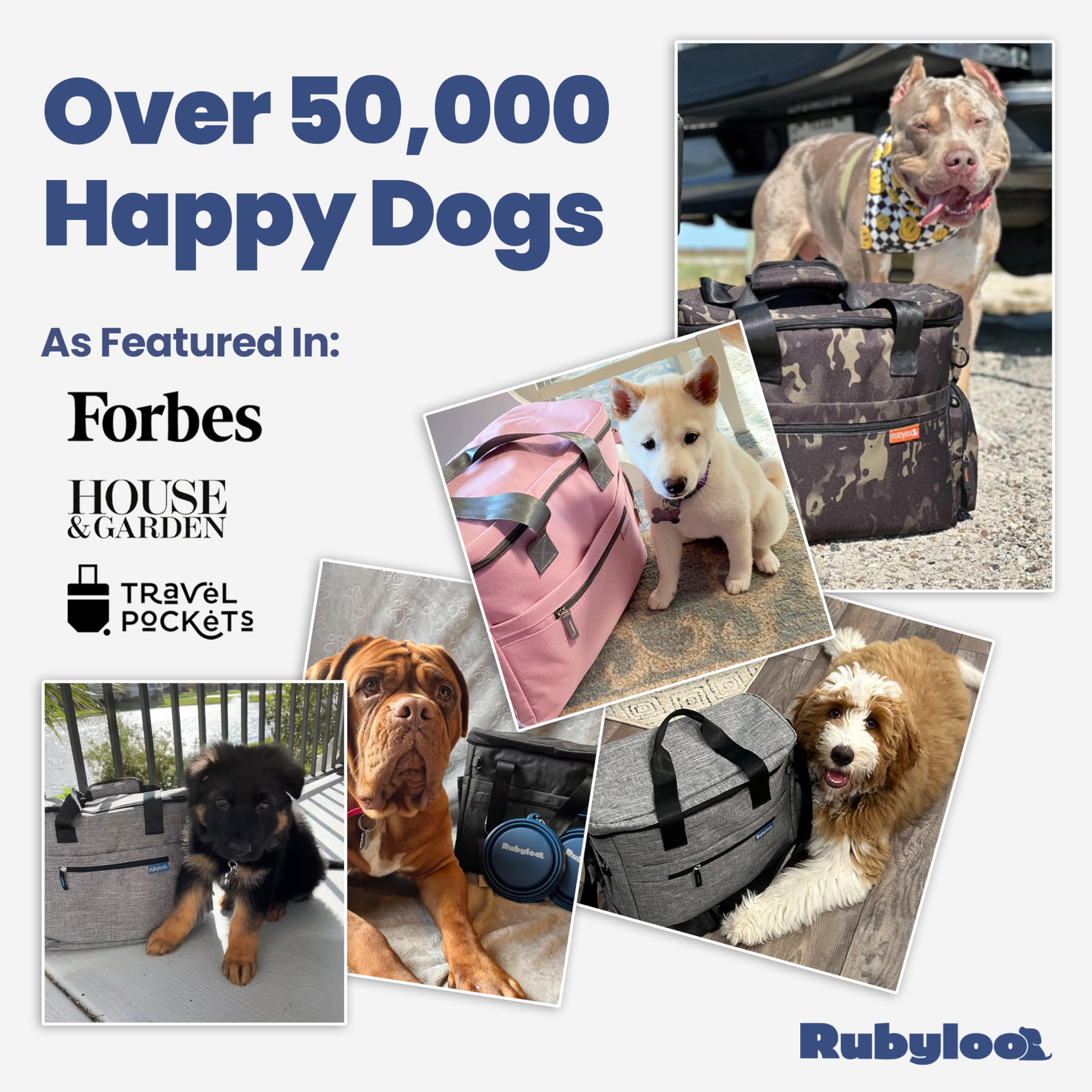 Rubyloo Bolsa Original para Perros: correa ajustable para comodidad durante viajes
