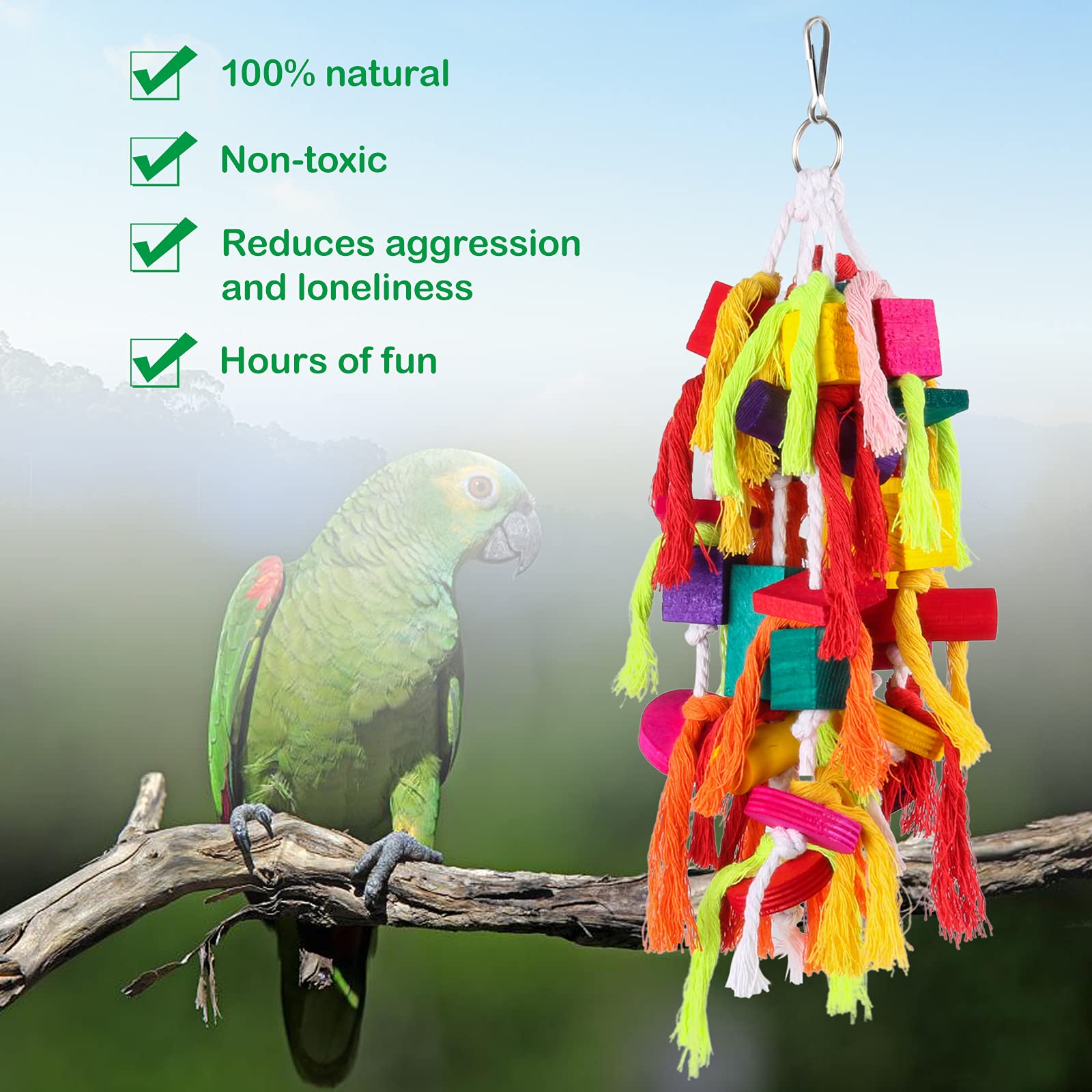 Rypet bloques de madera coloridos para loros capturan su atención y estimulan la masticación