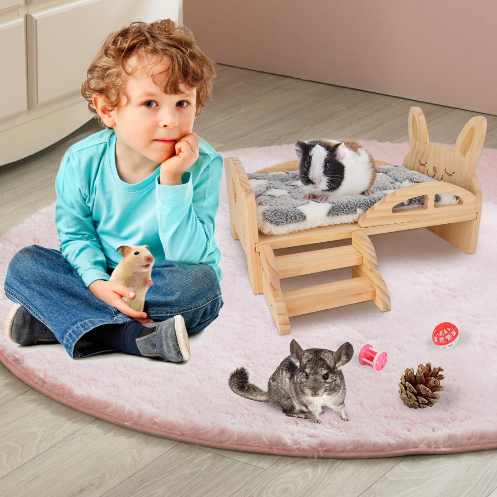Rypet conjunto cama con escaleras y tapete para mascotas pequeñas