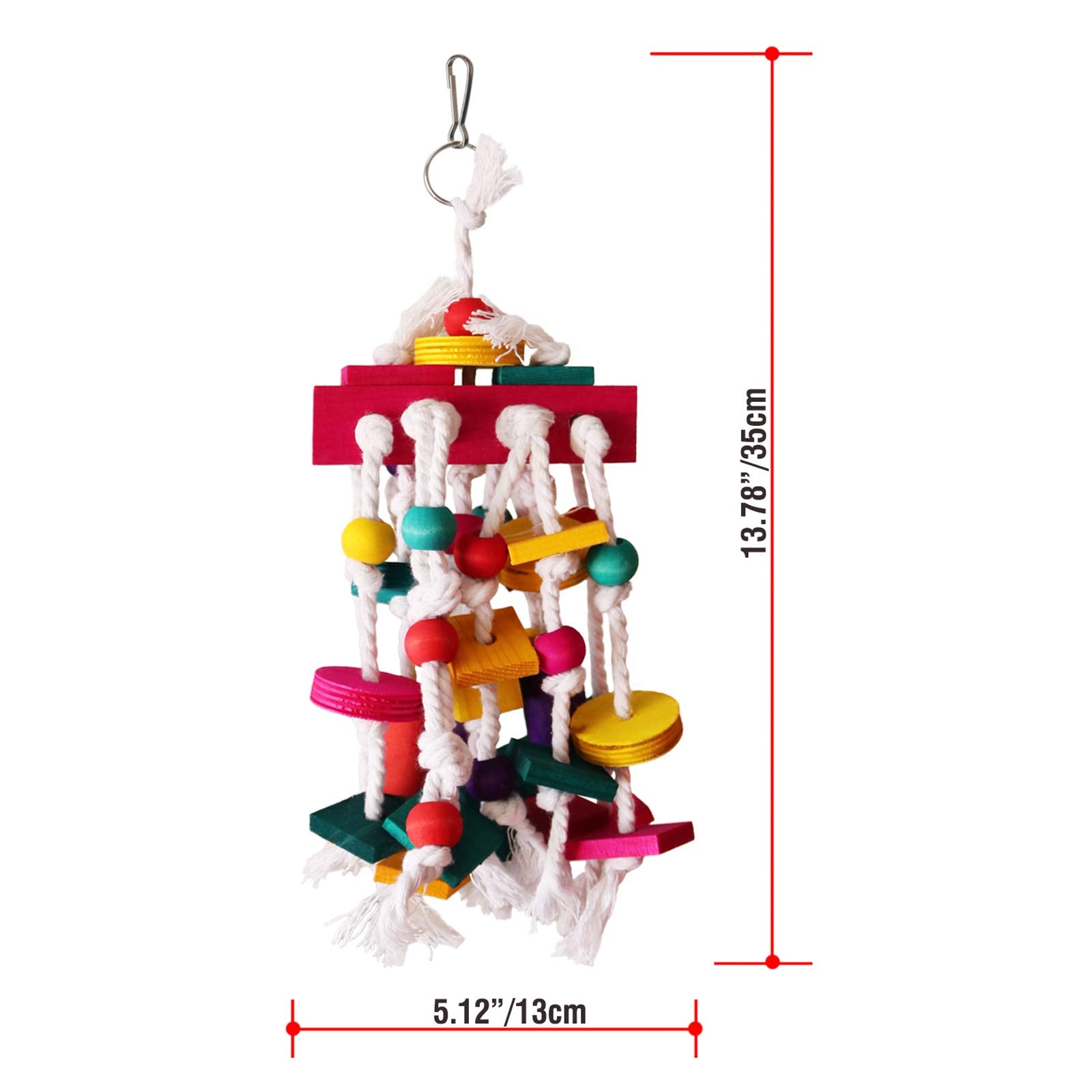 Rypet juguete para aves con cuerda de algodón, promueve masticación segura.