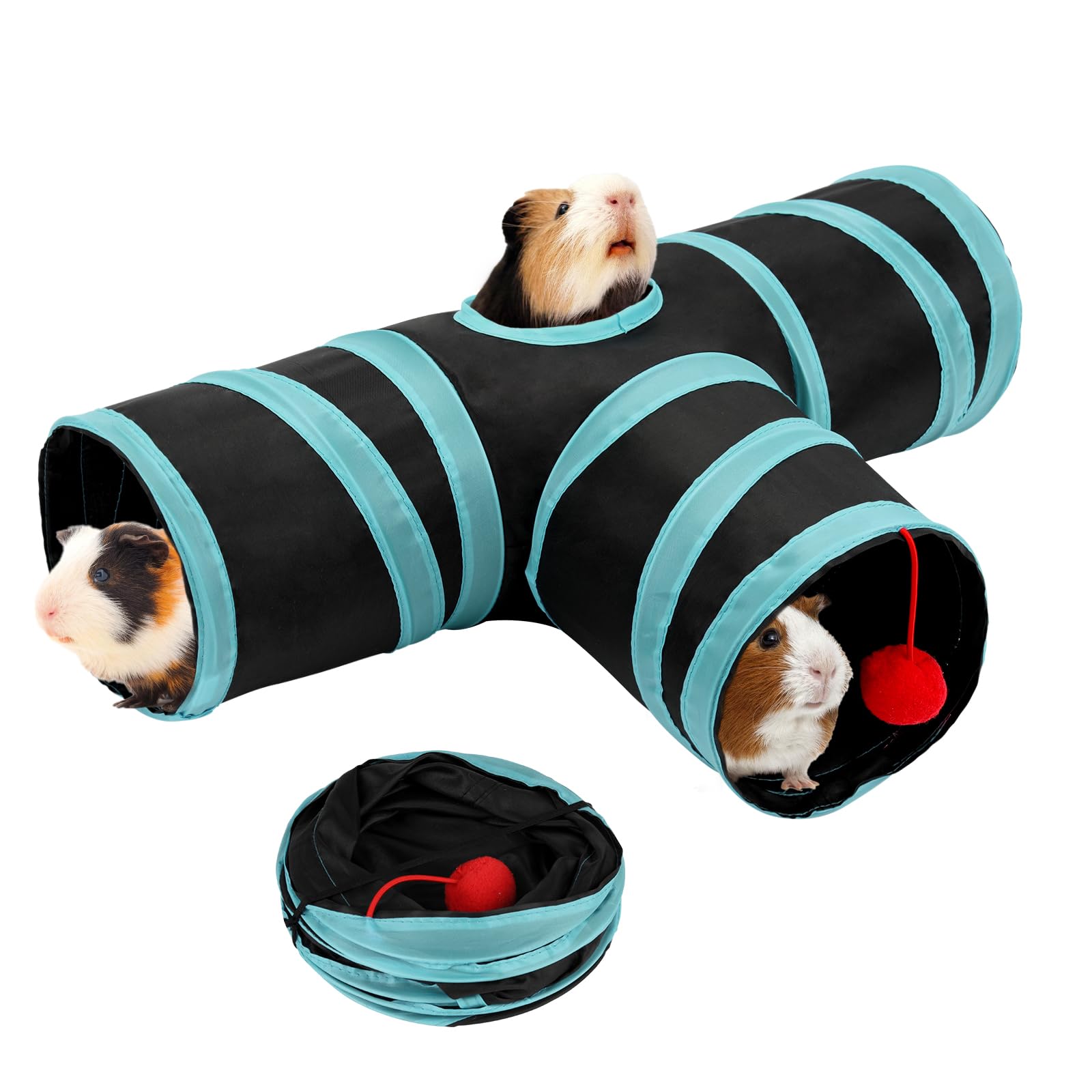 Rypet tunel para conejillos de indias con tres vías, perfecto para explorar y descansar.