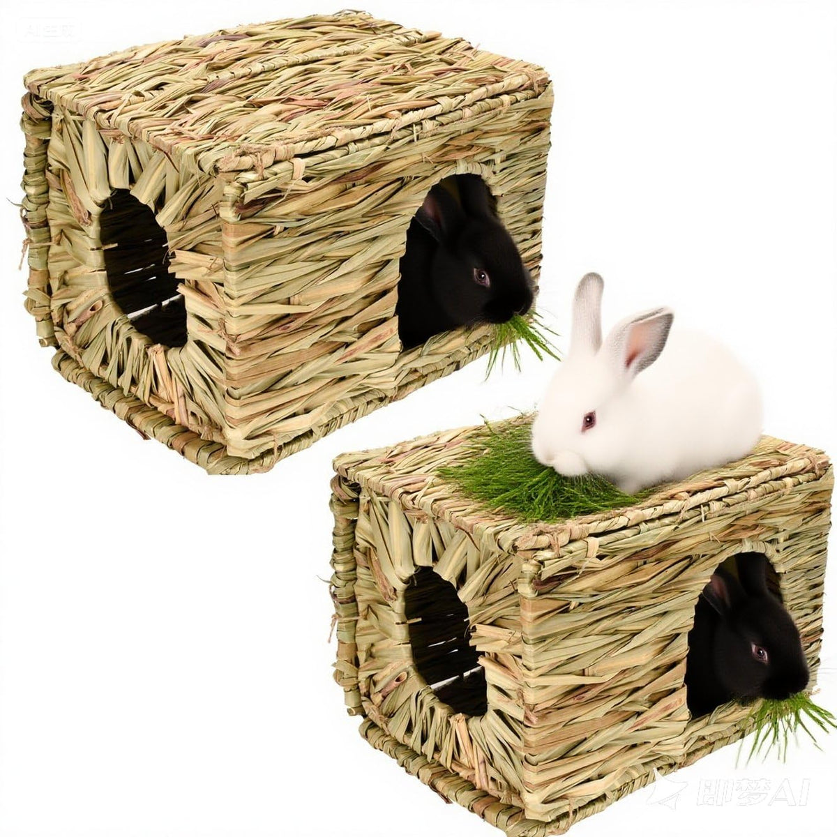 S SANGLE SOPFFY: casa de hierba para conejo 2-pack, refugio seguro y natural.