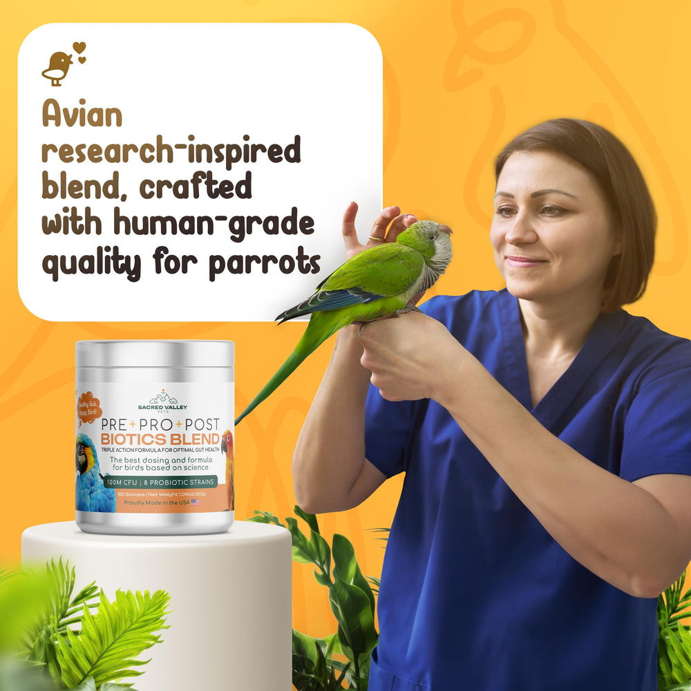 Sacred Valley Pets Probiotico aviar: polvo fino para mezclar con alimento.