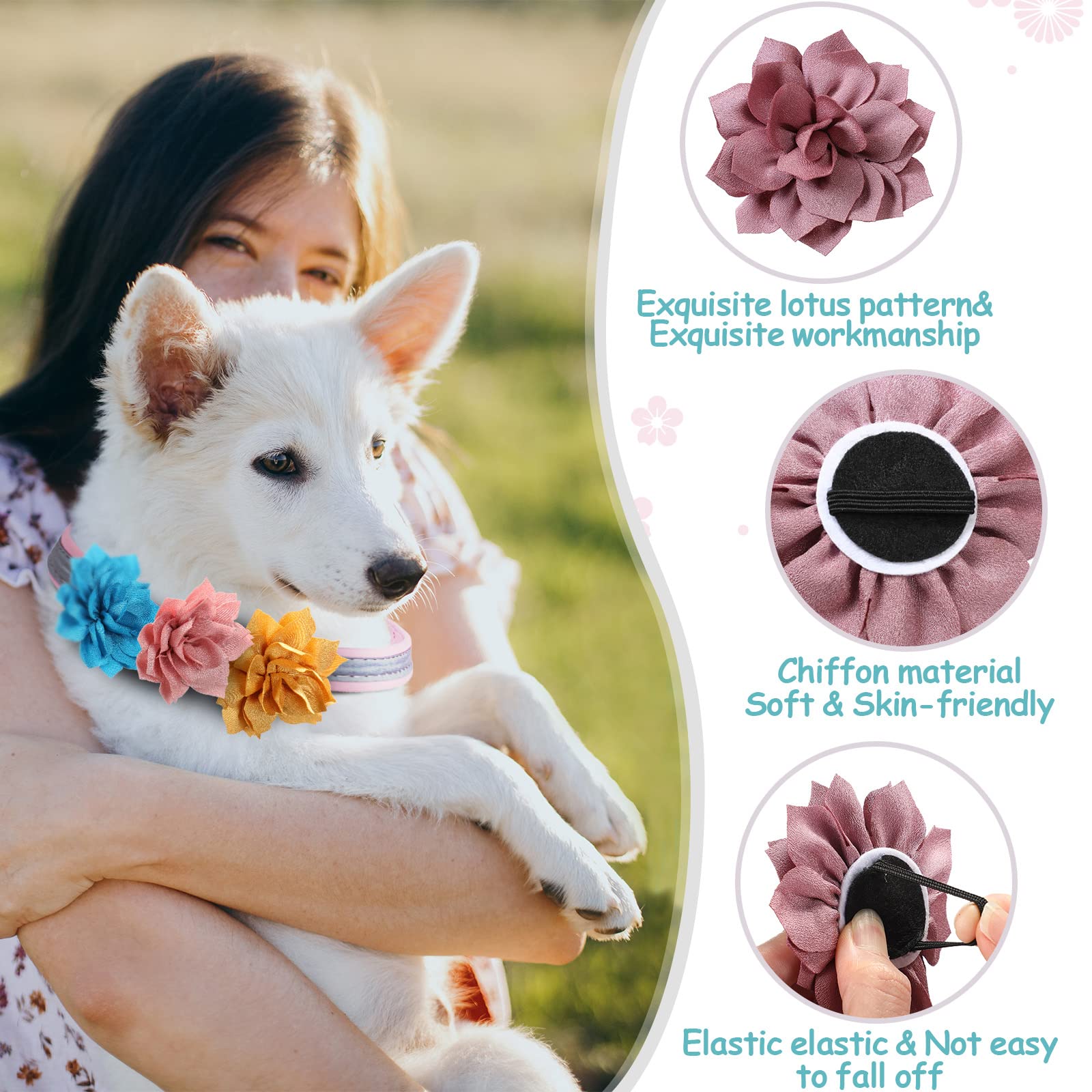 Saintrygo flor multicolor para collar, combina con outfits de tus mascotas.