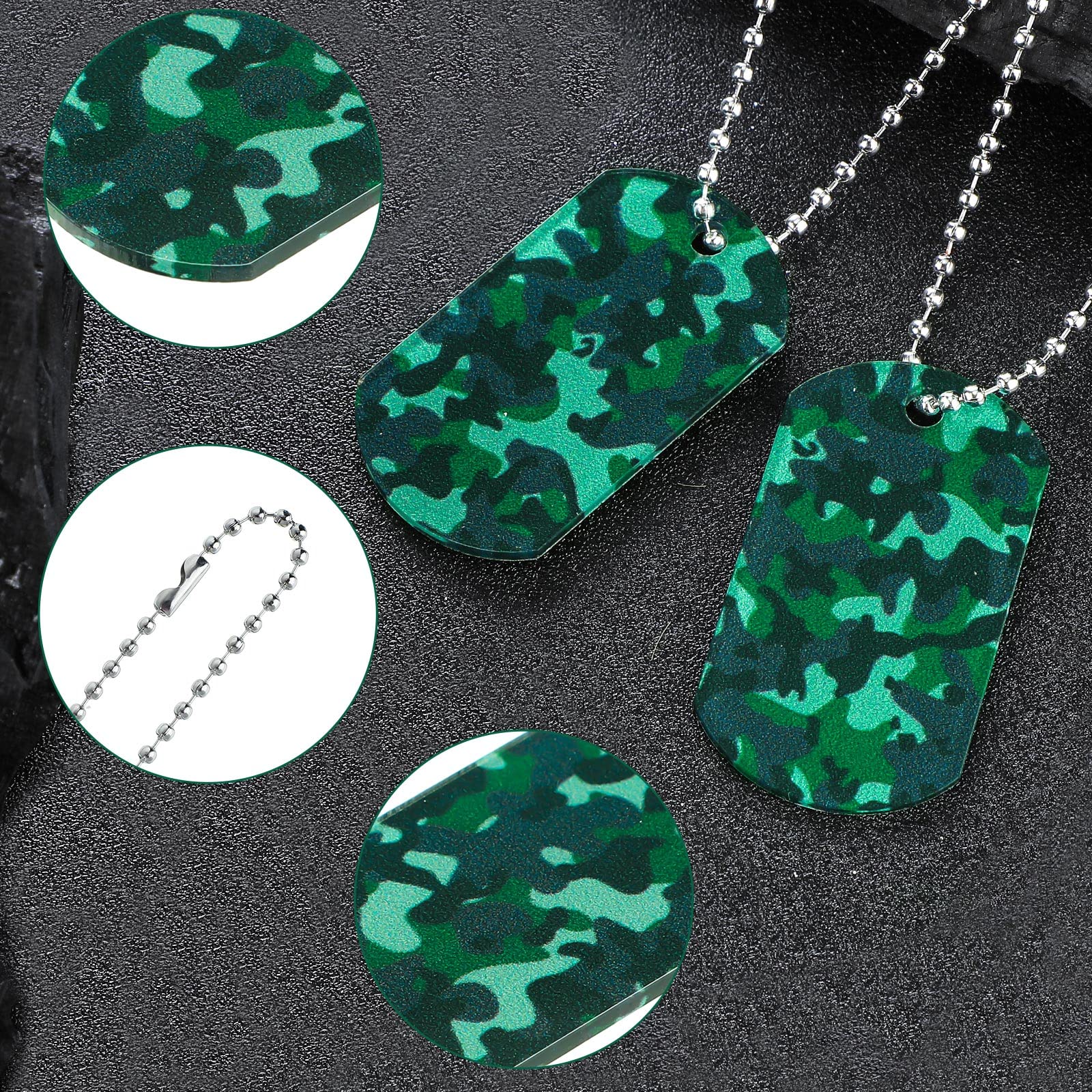 Saintrygo etiquetas acrílicas camuflaje, diseño vistoso para regalos temáticos.