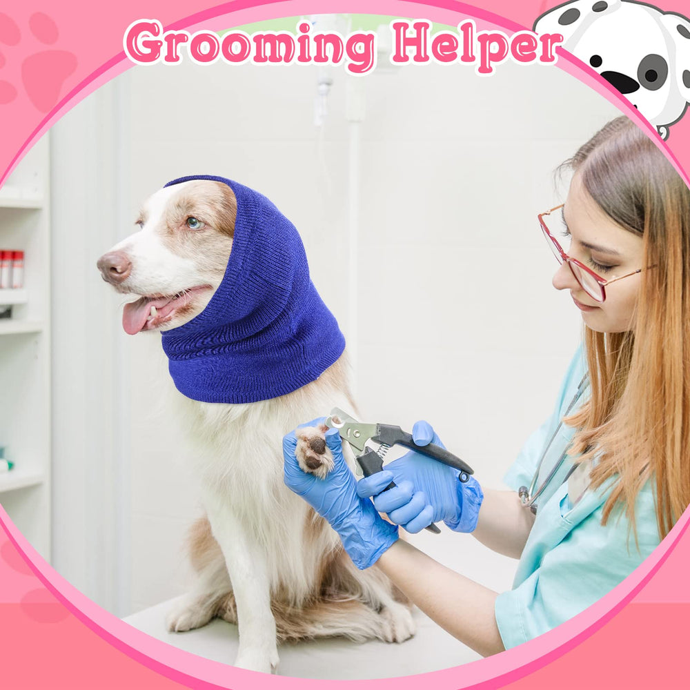 Saintrygo gorro orejas para perro ajustable azul, fácil de colocar.