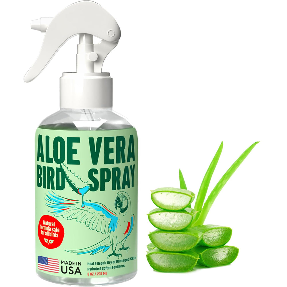 Samorillo spray de aves Aloe Vera, envase 8,5 oz, hidrata piel y plumaje.