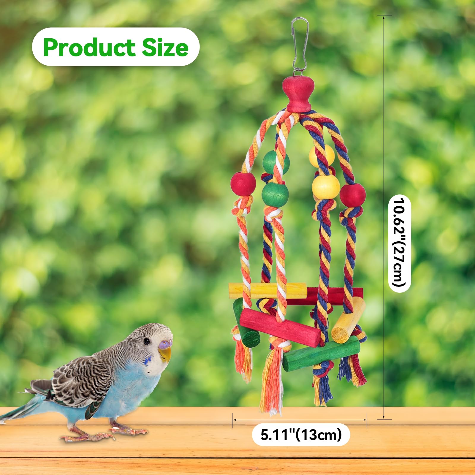 Samtotopets juguete de madera natural con bloques coloreados, ideal para masticar