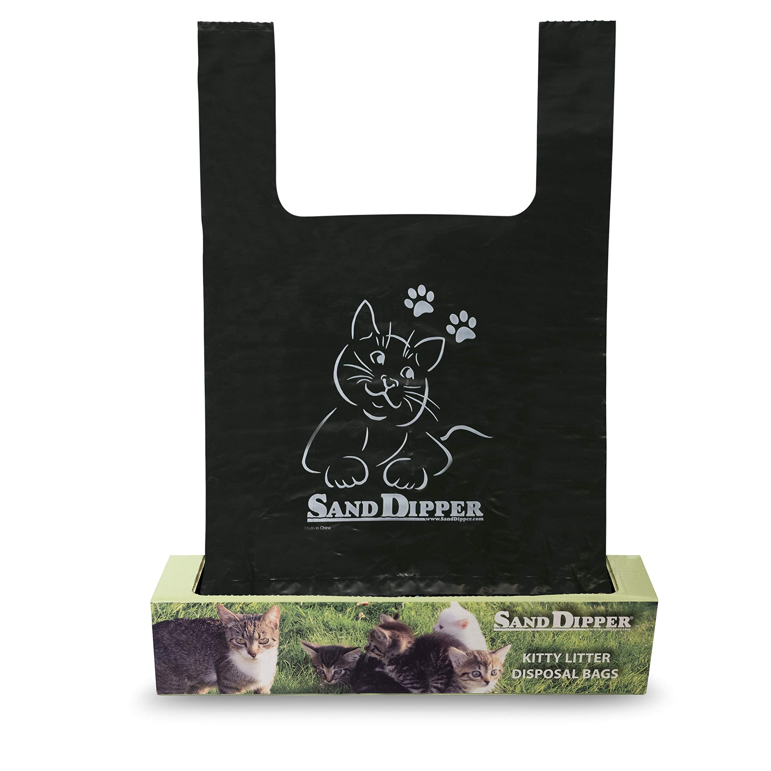 Sand Dipper bolsas para arena de gato con asas para cerrar.