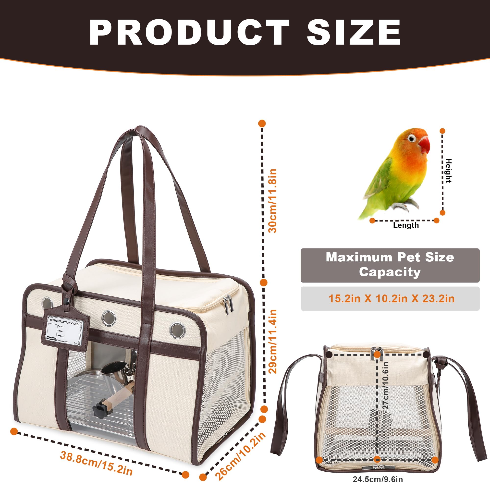 Sanmoncare transportín para aves con malla ventilada, flujo de aire constante.