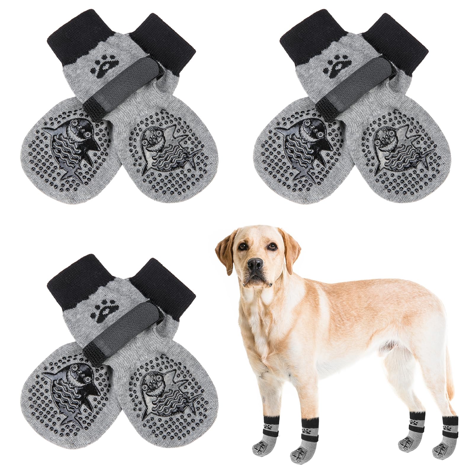 SCENEREAL calcetines para perro, foco patas delanteras, ofrecen mayor tracción en suelos resbaladizos.