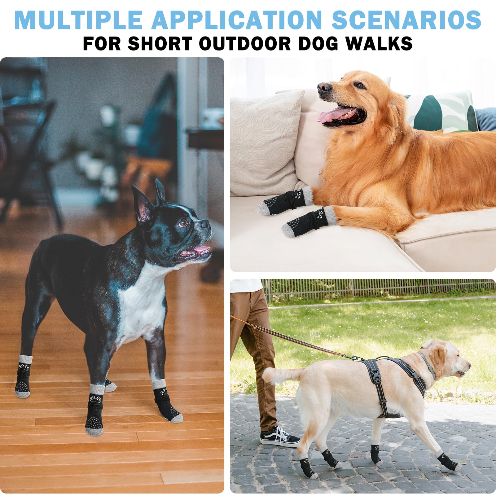 SCENEREAL calcetines para perros con cinturón ajustable para fijación durante paseos