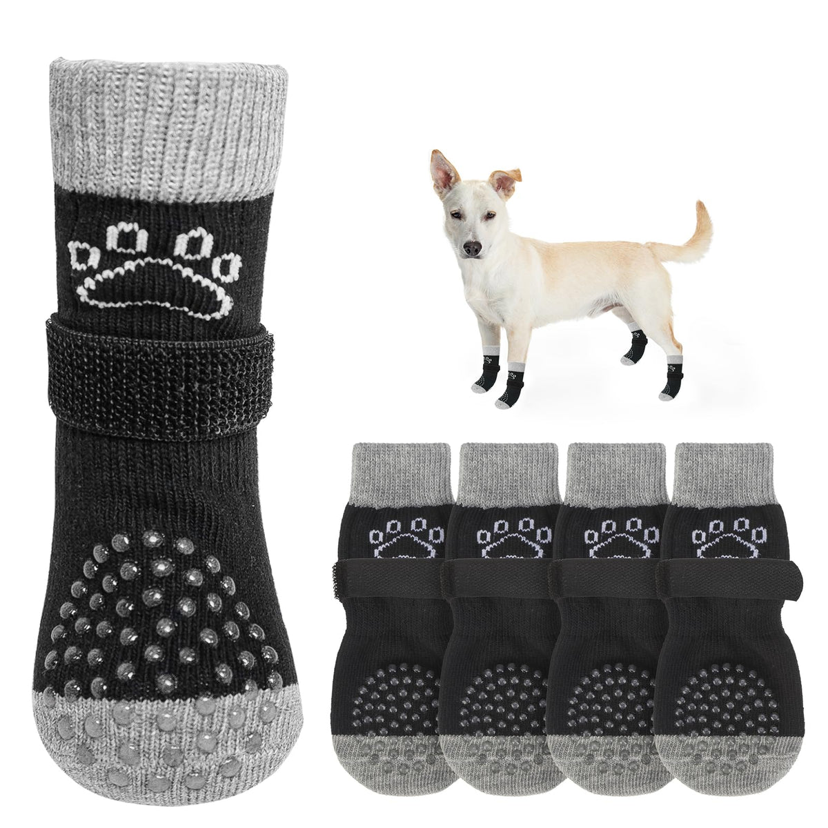 SCENEREAL calcetines para perros con agarre antideslizante para patitas en suelos resbaladizos