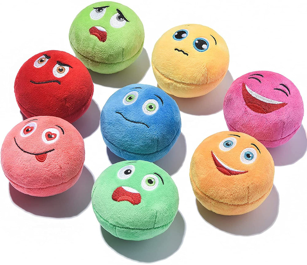 SCHITEC bolas peluche con sonido chirriante, ideal para juego interactivo de 8 unidades.
