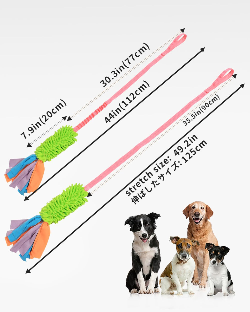 SCHITEC Juguete tamaño ajustable con empuñadura flexible para perros grandes y pequeños