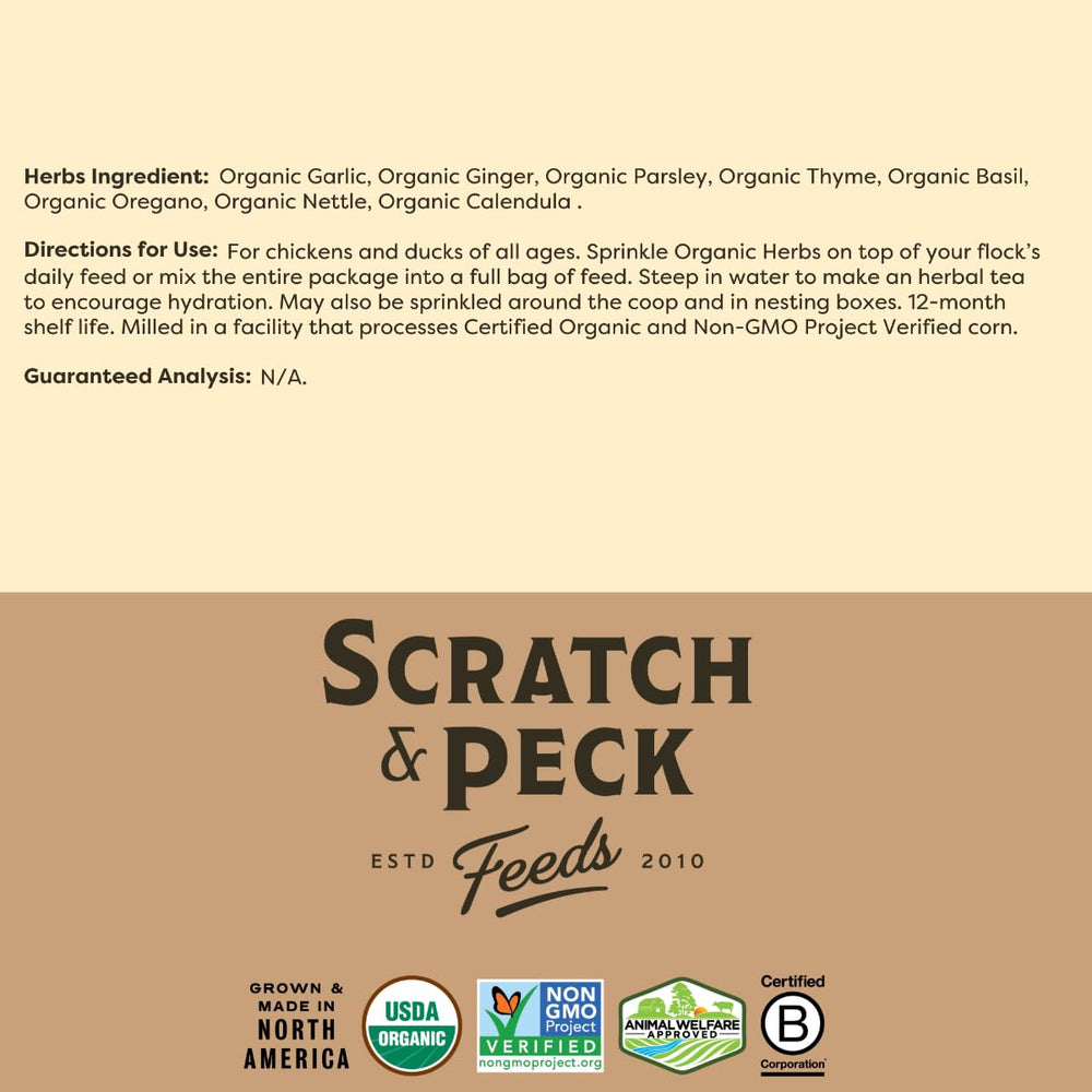 Scratch and Peck Feeds uso diario, fácil mezcla en agua o alimento.