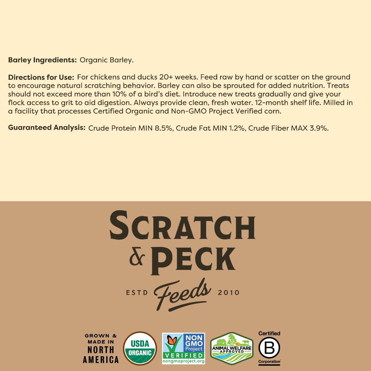Scratch and Peck origen Pacífico Noroeste, cultivo orgánico y local