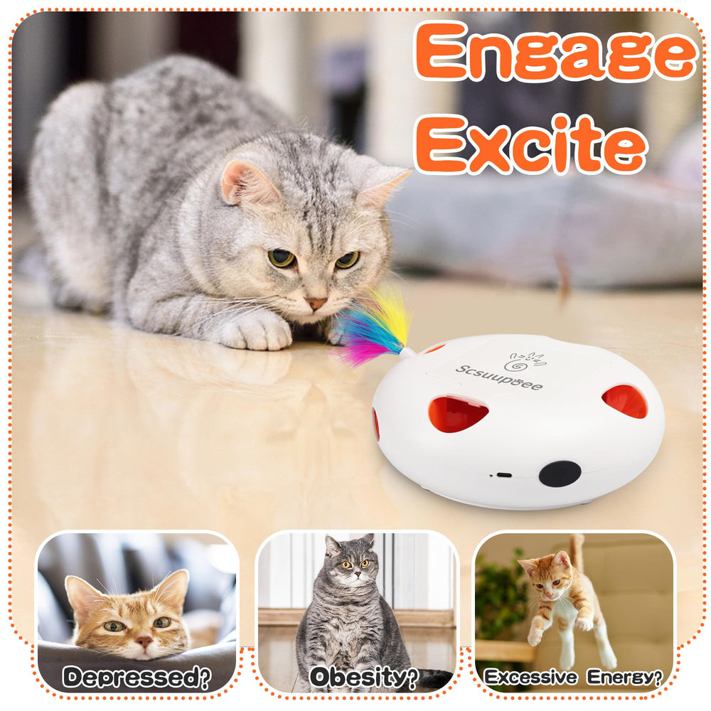 Scsuupoee Juguete Gato Interactivo Sensor Inteligente, pausa automática para descanso seguro.