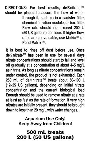 Seachem Denitrate 500 ml, medio biológico de alta porosidad para biofiltración eficiente.