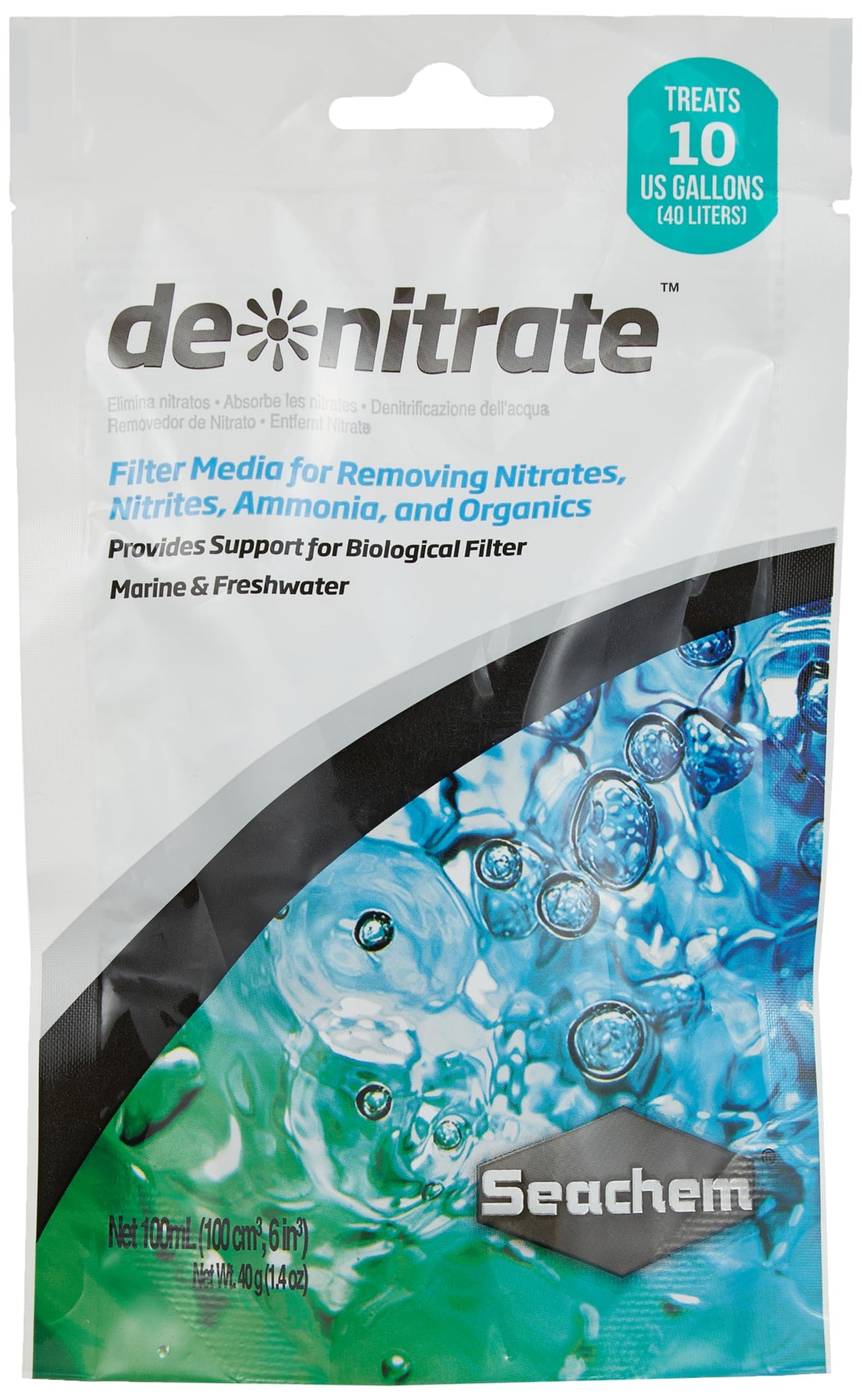 Seachem de*nitrate: bolsa de 100 ml para reducción de nitratos en acuarios