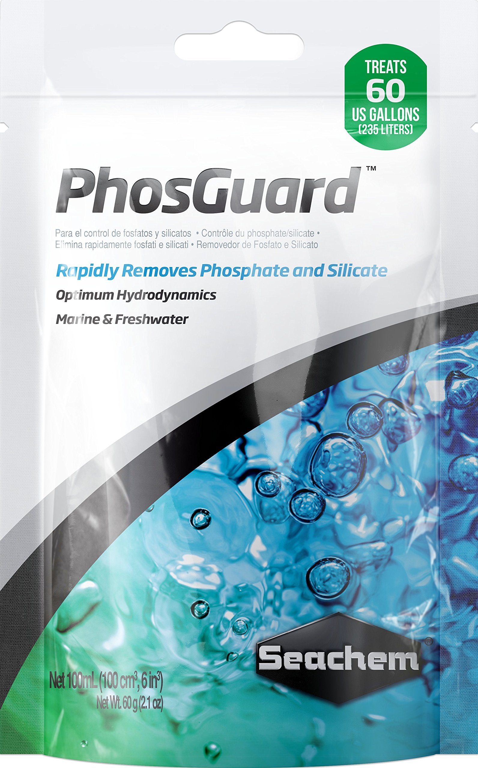 Seachem PhosGuard, bolsa de 100 ml para acuarios, reduce fosfatos y silikatos