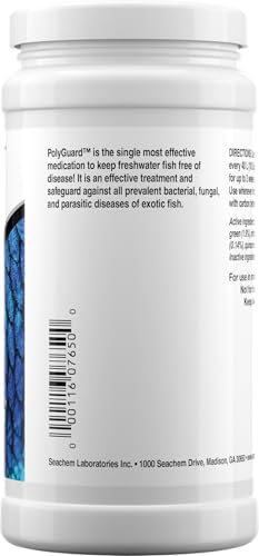 Seachem PolyGuard: etiqueta del producto con indicaciones de uso