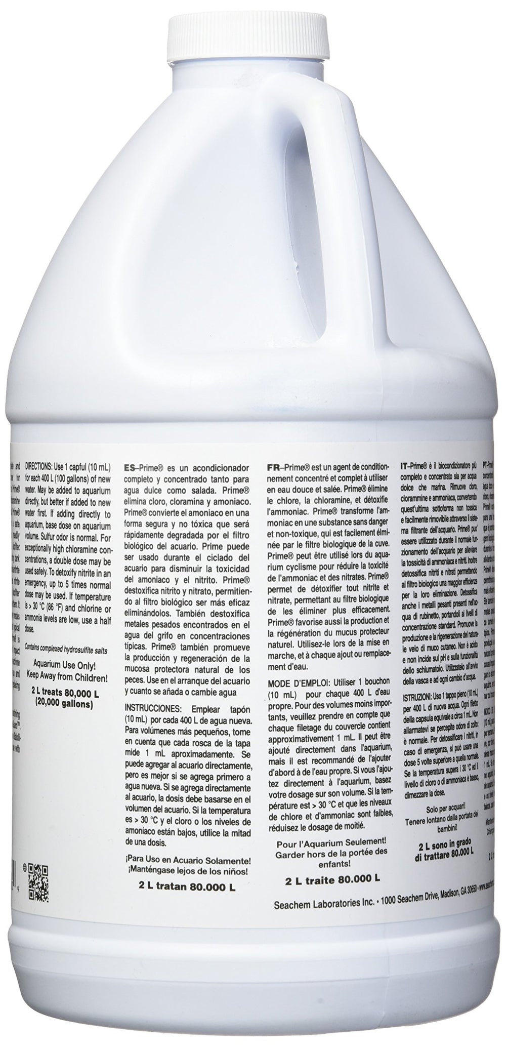 Seachem Prime, remoción de cloro para cambio de agua inmediato.