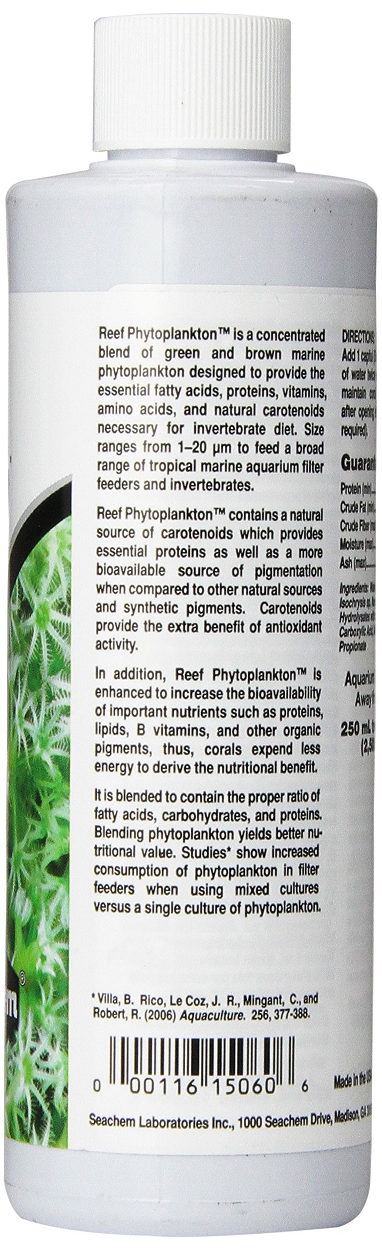 Reef Phytoplankton en botella de 250 ml para nutrición de fauna marina.