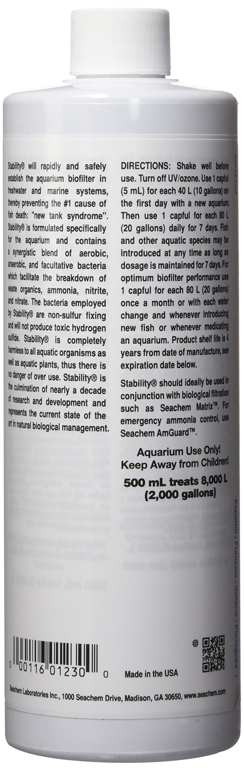 Seachem Stability favorece crecimiento bacteriano para acuarios estables.