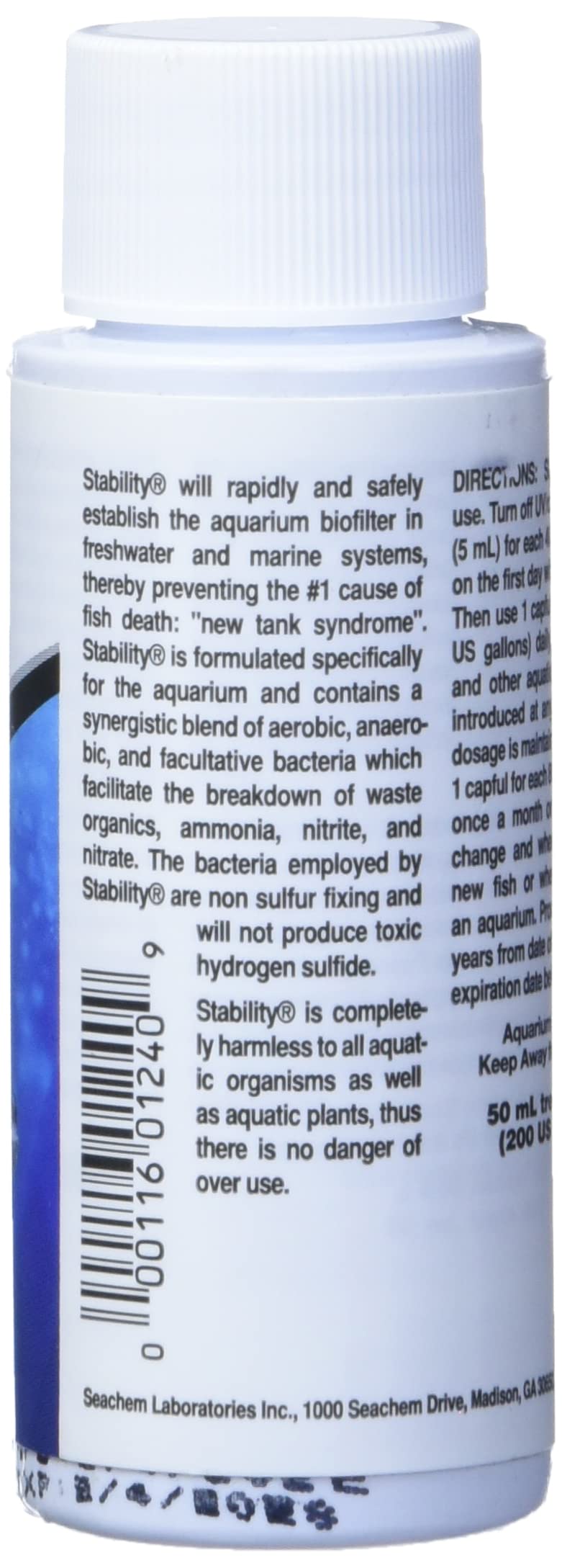 Seachem Stability, dosis diaria, mantiene el biofiltro activo por 7 días.