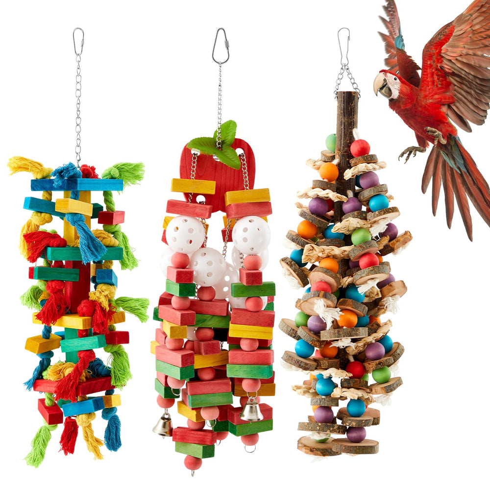 Seenelling juguete grande para loro con bloques multicolor, estimula masticación y exploración.