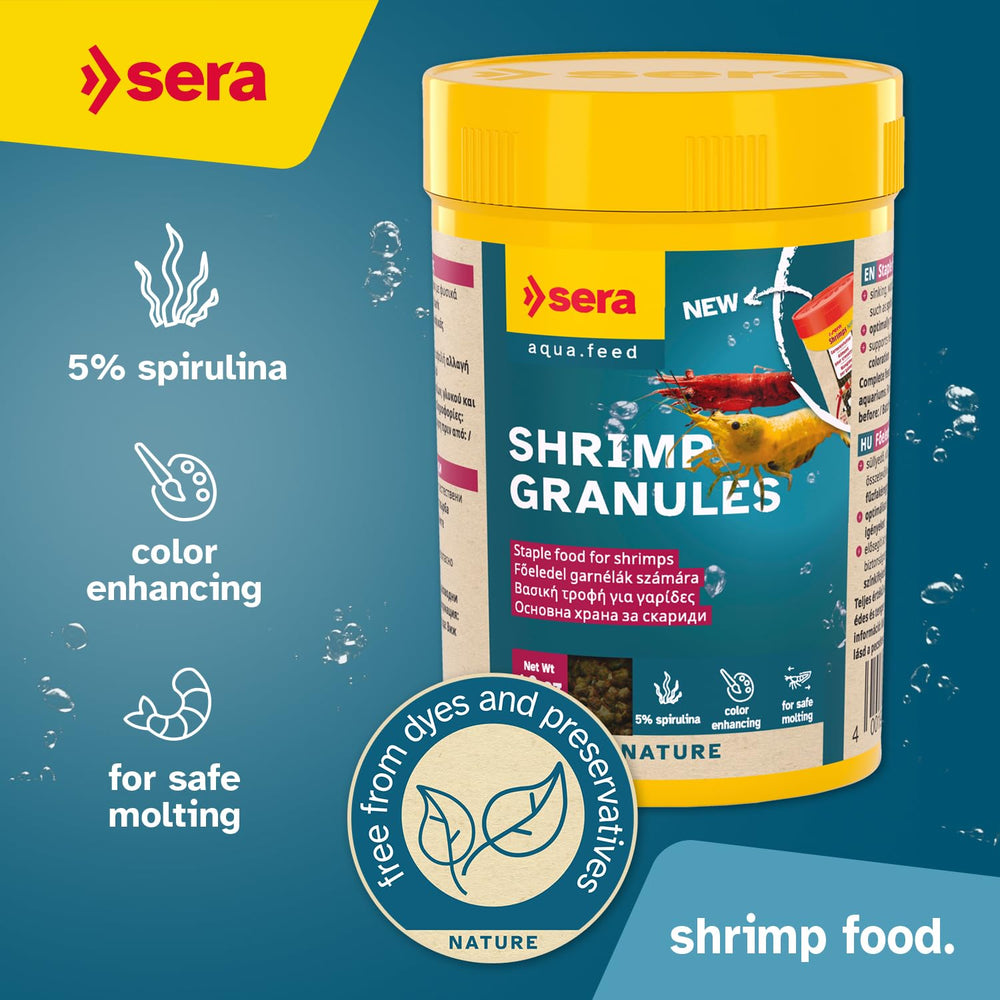 Granulado para gambas con spirulina realza color y vitalidad en acuario.