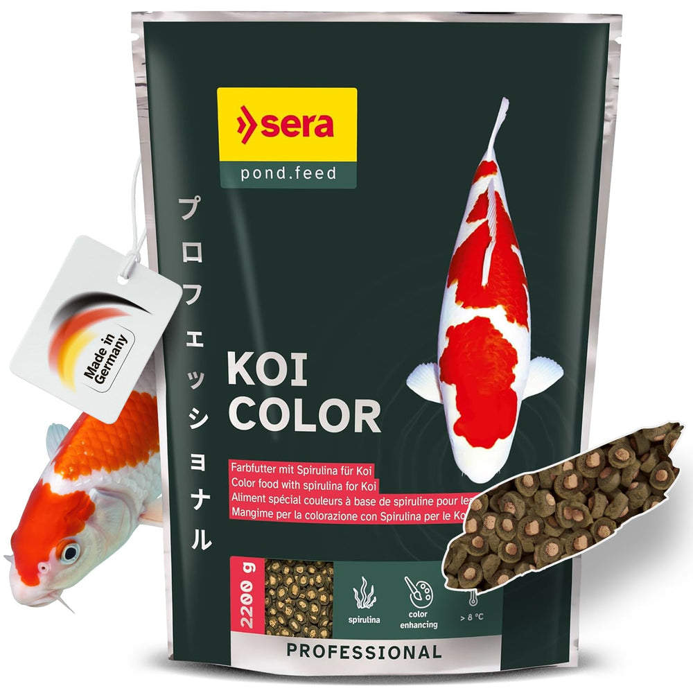 Sera Koi Professional Color: pellets flotantes para estanques, fácil observación de la alimentación.