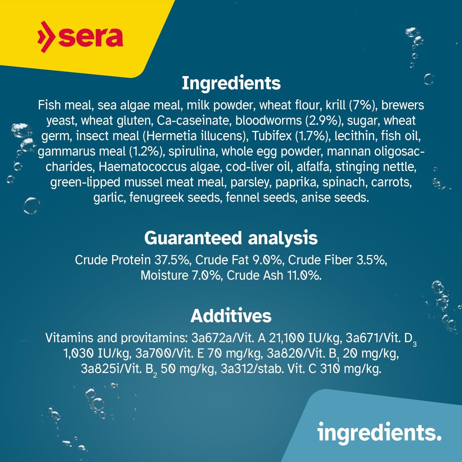 Ingredientes naturales con krill, tubífex y gusanos de sangre para peces ornamentales
