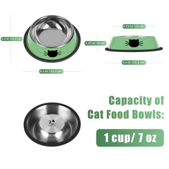 Serentive: tazones de 7oz para gatos, acero inoxidable, duraderos para mordidas suaves.