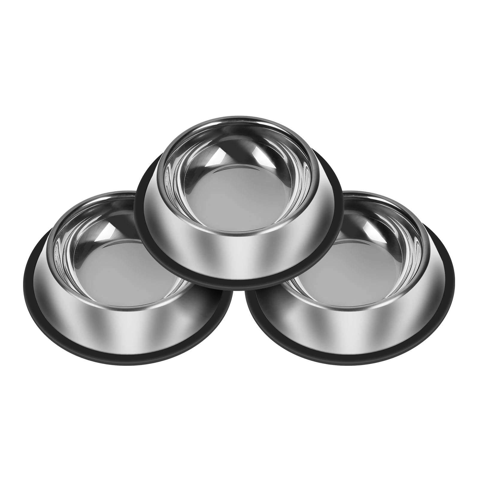 Tazones Serentive de acero inoxidable con acabado espejo para comida de perro, duraderos.