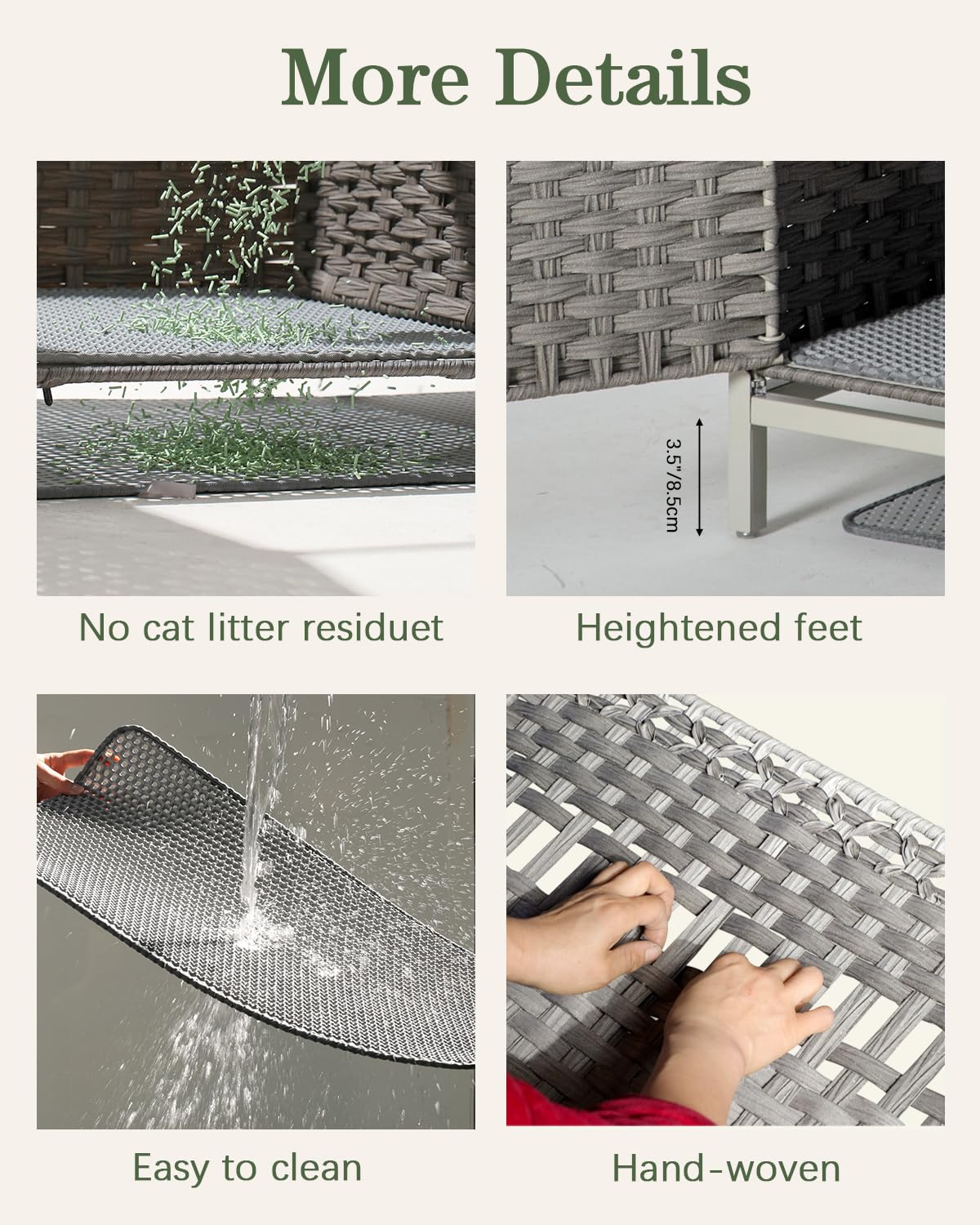 SETVSON tapete para caja: captura migas de litter y evita escapes.