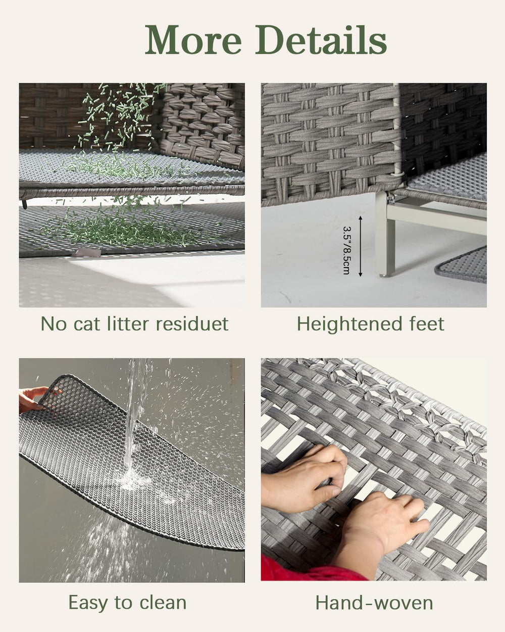 SETVSON tapete para caja: captura migas de litter y evita escapes.