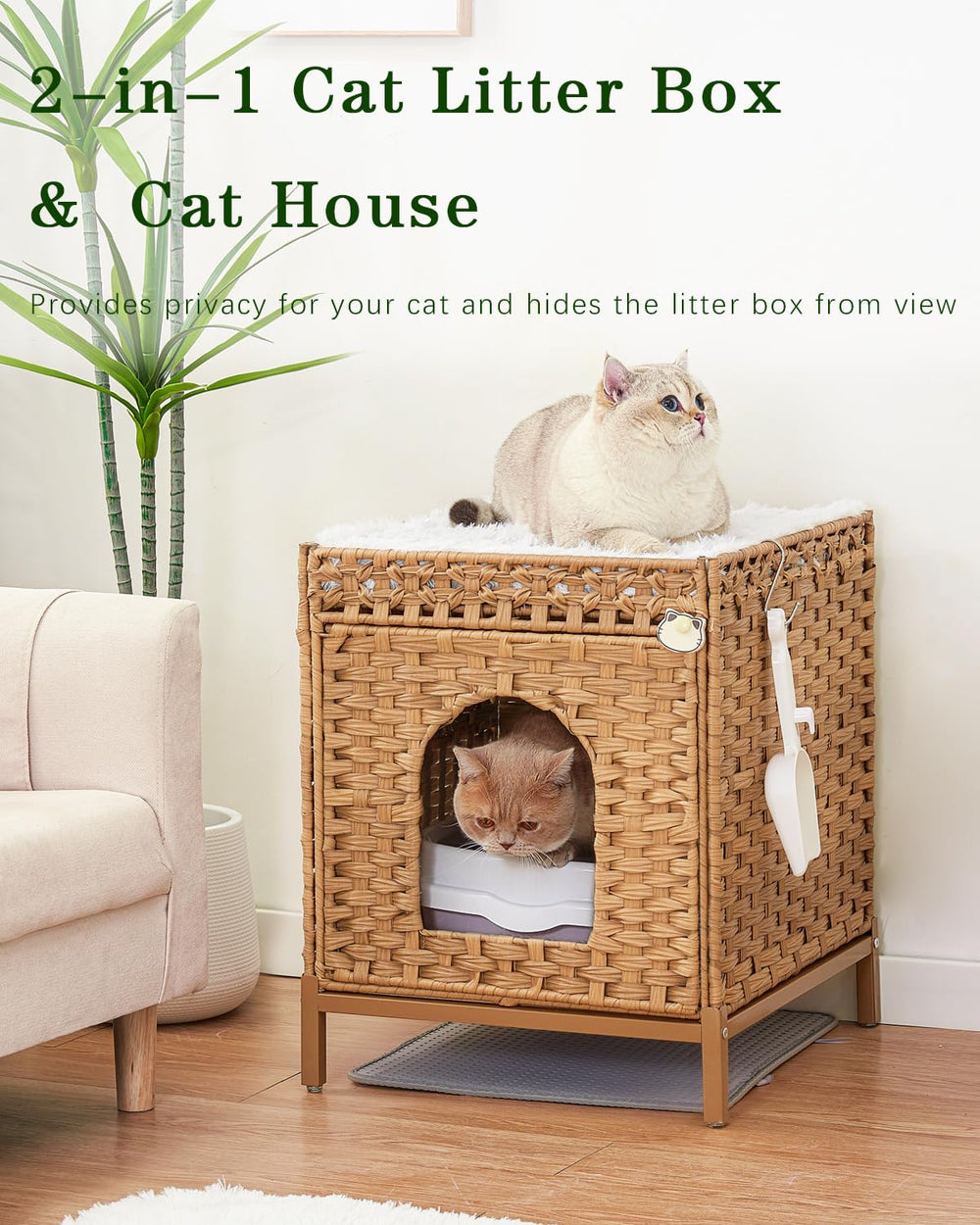 SETVSON caja de arena oculta tejida a mano aporta estilo natural al hogar.