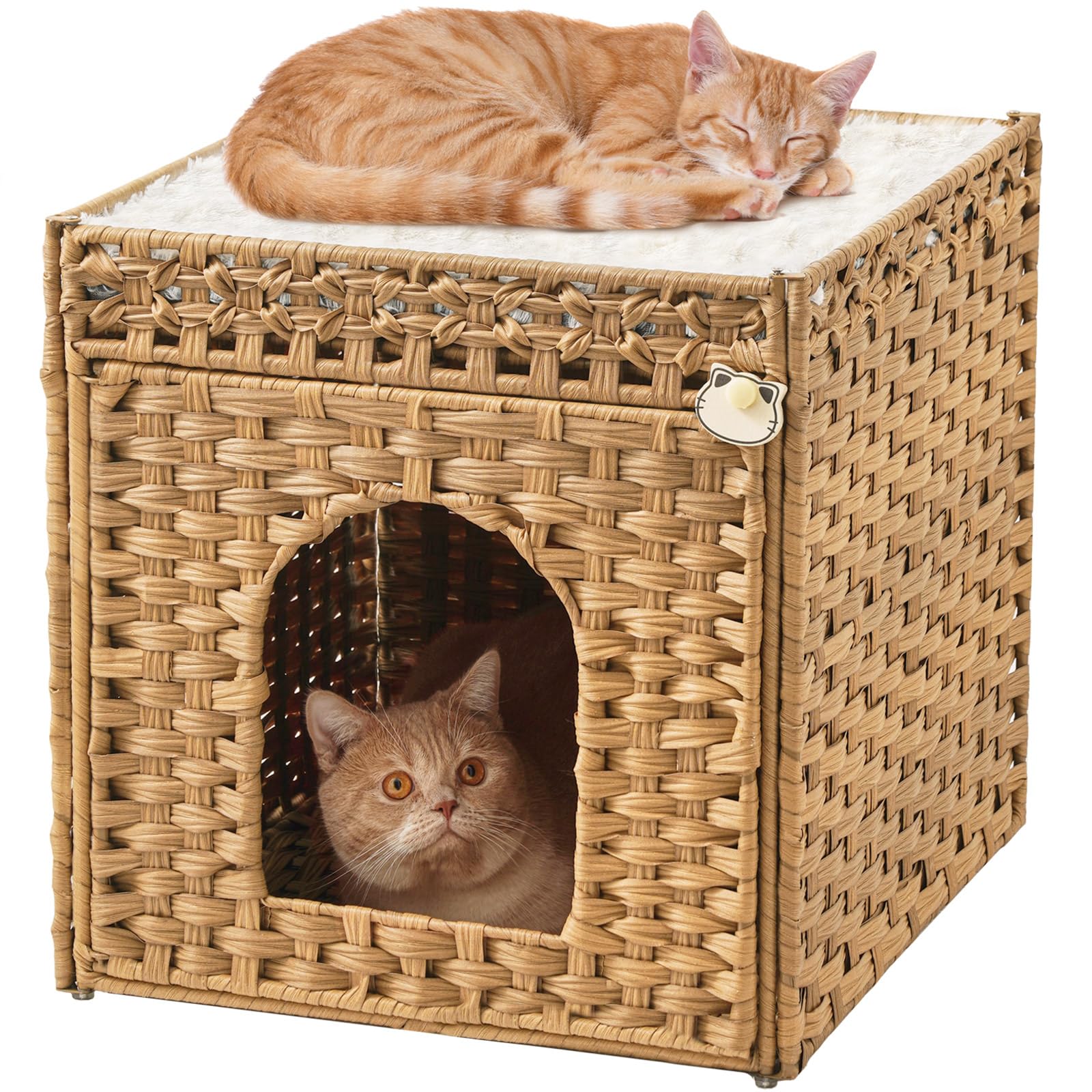 SETVSON cama gato doble tejiida: refugio seguro para dos felinos.