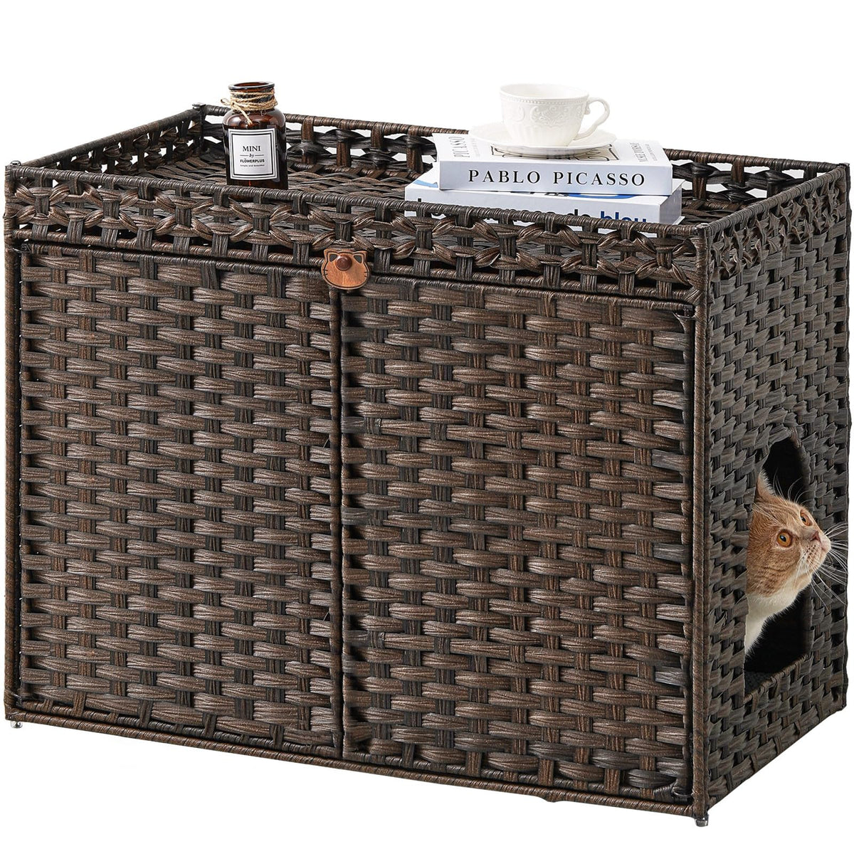 SETVSON gato caja-arena oculta: mejora la ventilación y oculta la arena.