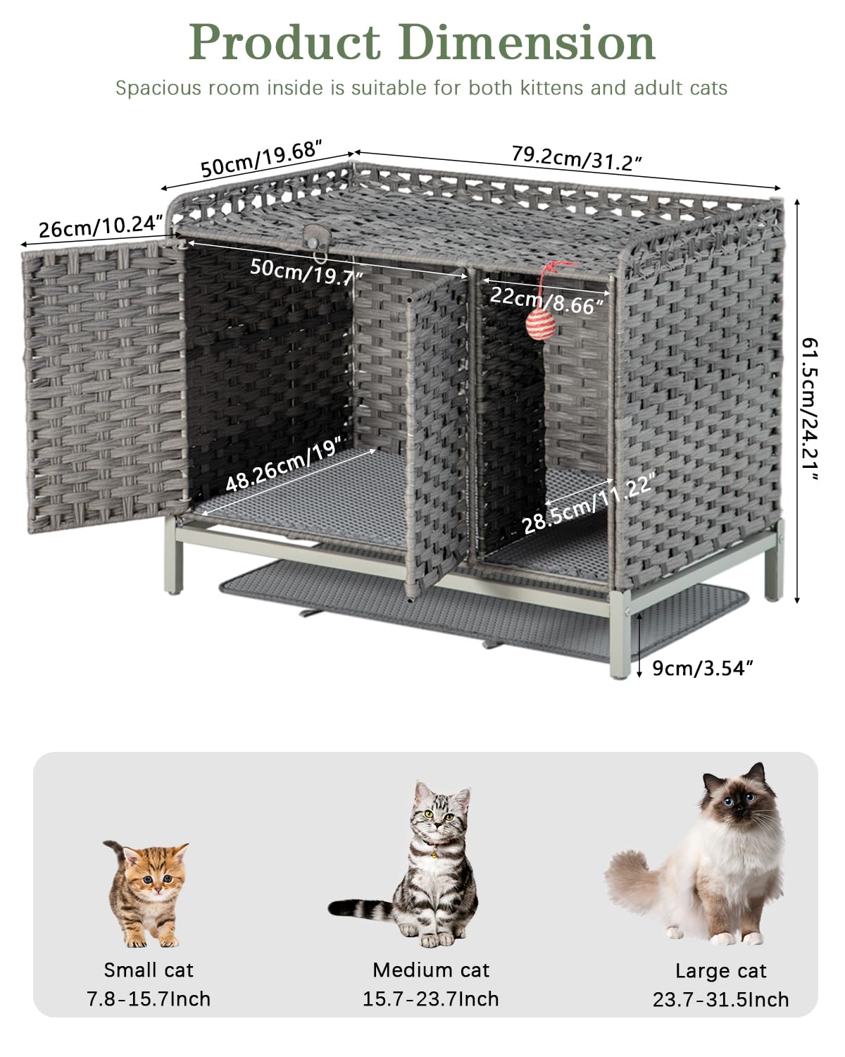SETVSON mueble oculto para gatos: sala ordenada y tranquila.
