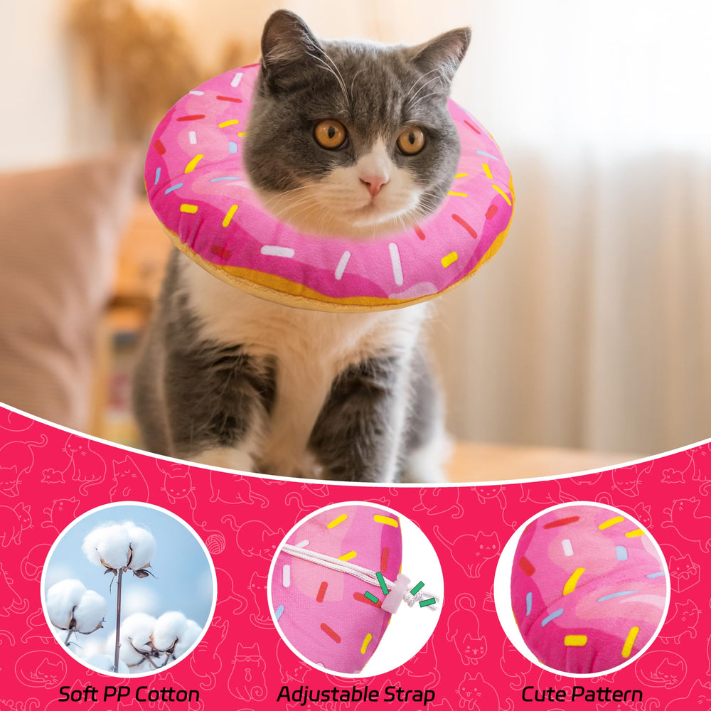 Cono forma dona rosada para gato de Seyezo, práctico y adorable.