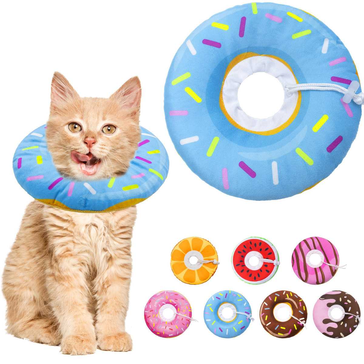 Seyezo donut azul cono frente, collar suave para recuperación
